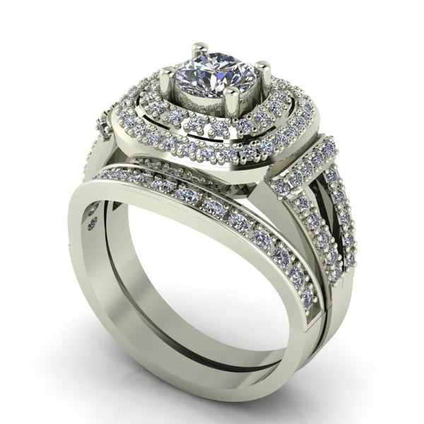 1.29ct Round Diamond Gold Bridal Set - 03US48